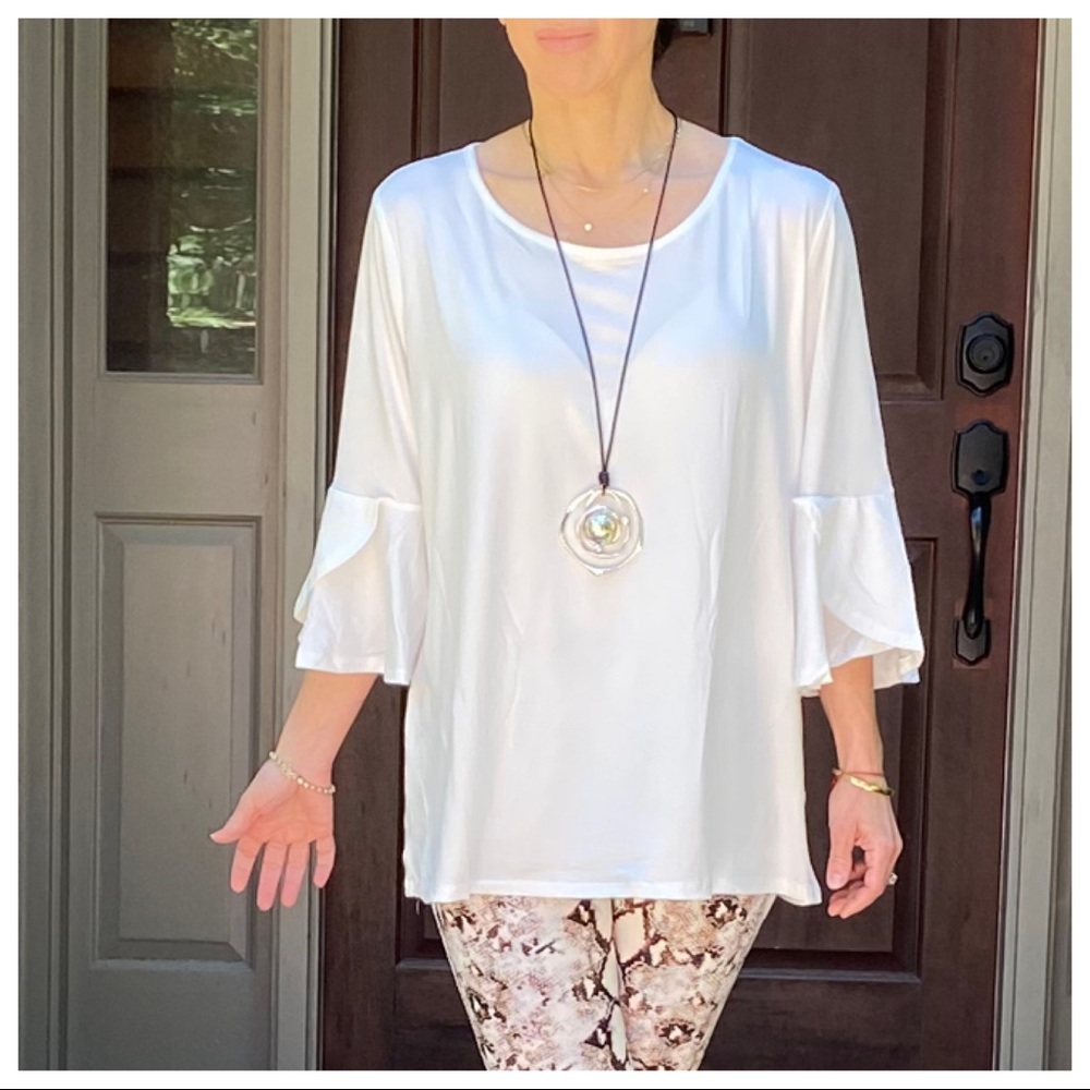 LOOSE FIT OFF WHITE BELL SLEEVES TUNIC TOP - Picture 3 of 8
